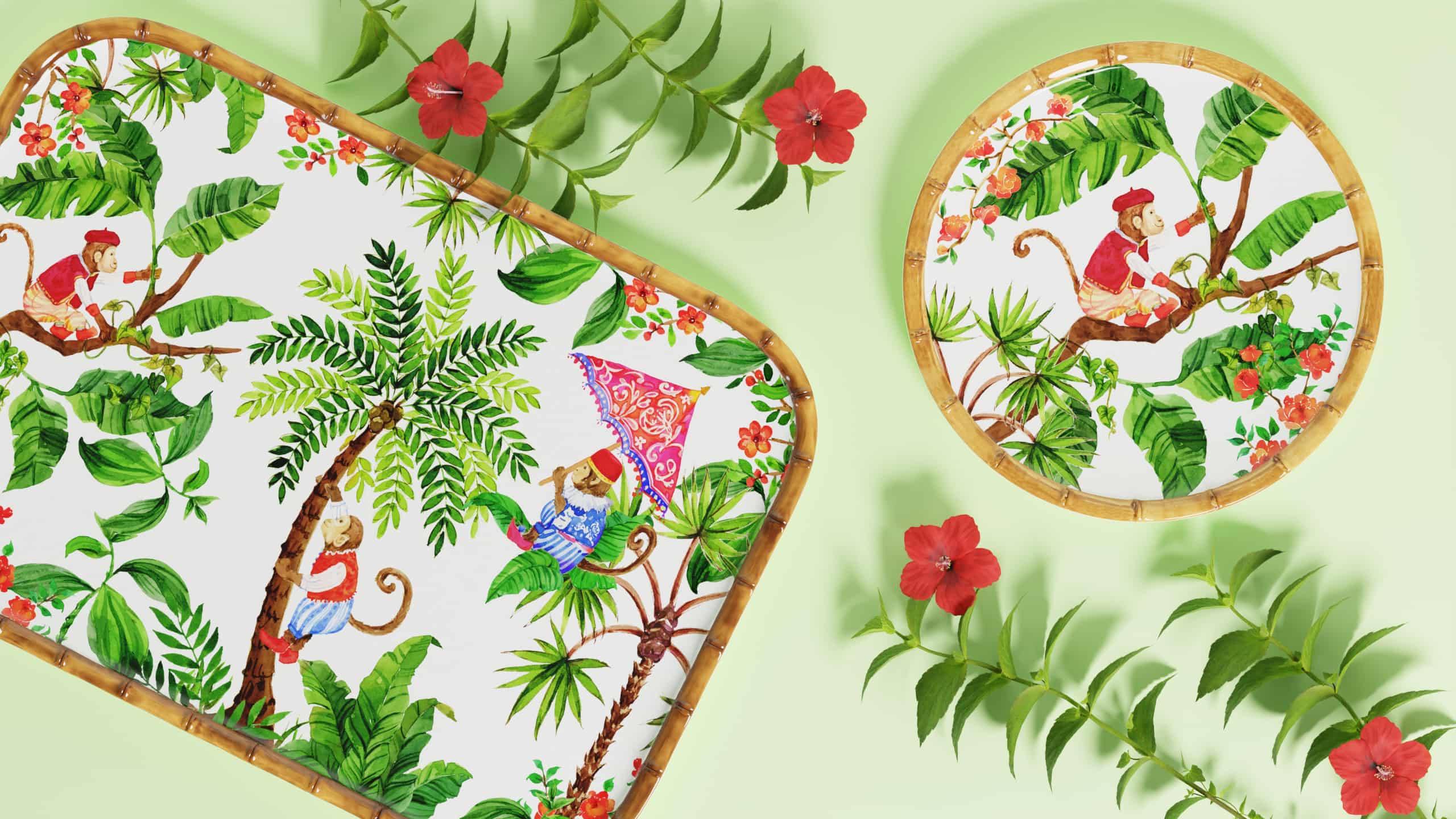 Monkeys of Bali collection in melamine-Les Jardins de la Comtesse en