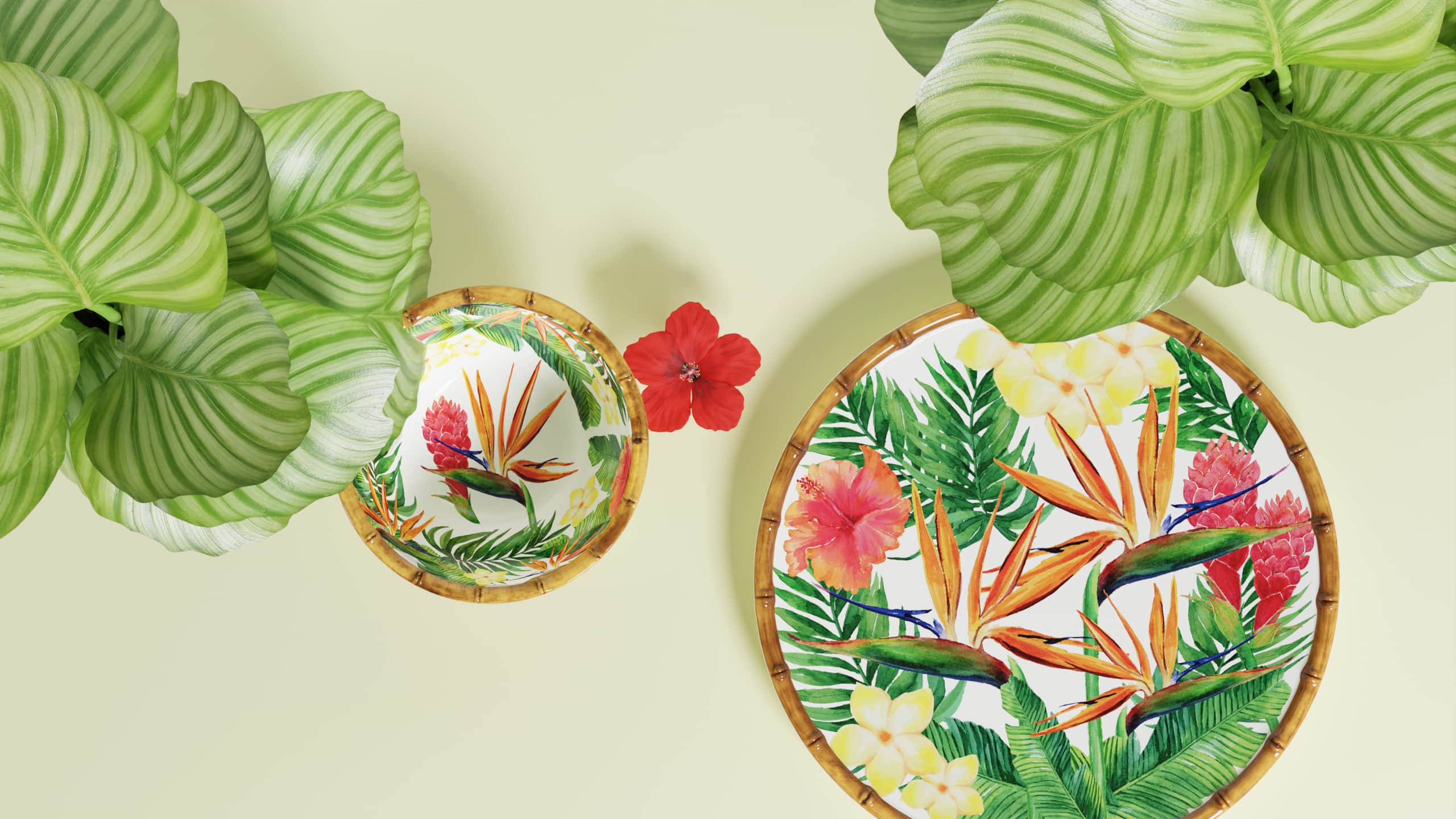 Exotic Flowers collection in melamine-Les Jardins de la Comtesse en
