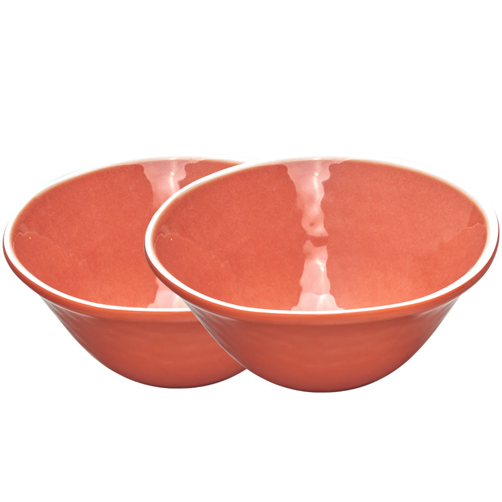 Bowl in melamine - Coral Red. 2 pieces