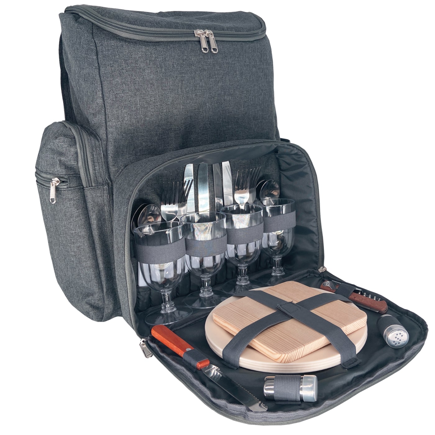 Picnic backpack "Escapade" Grey - 4 persons