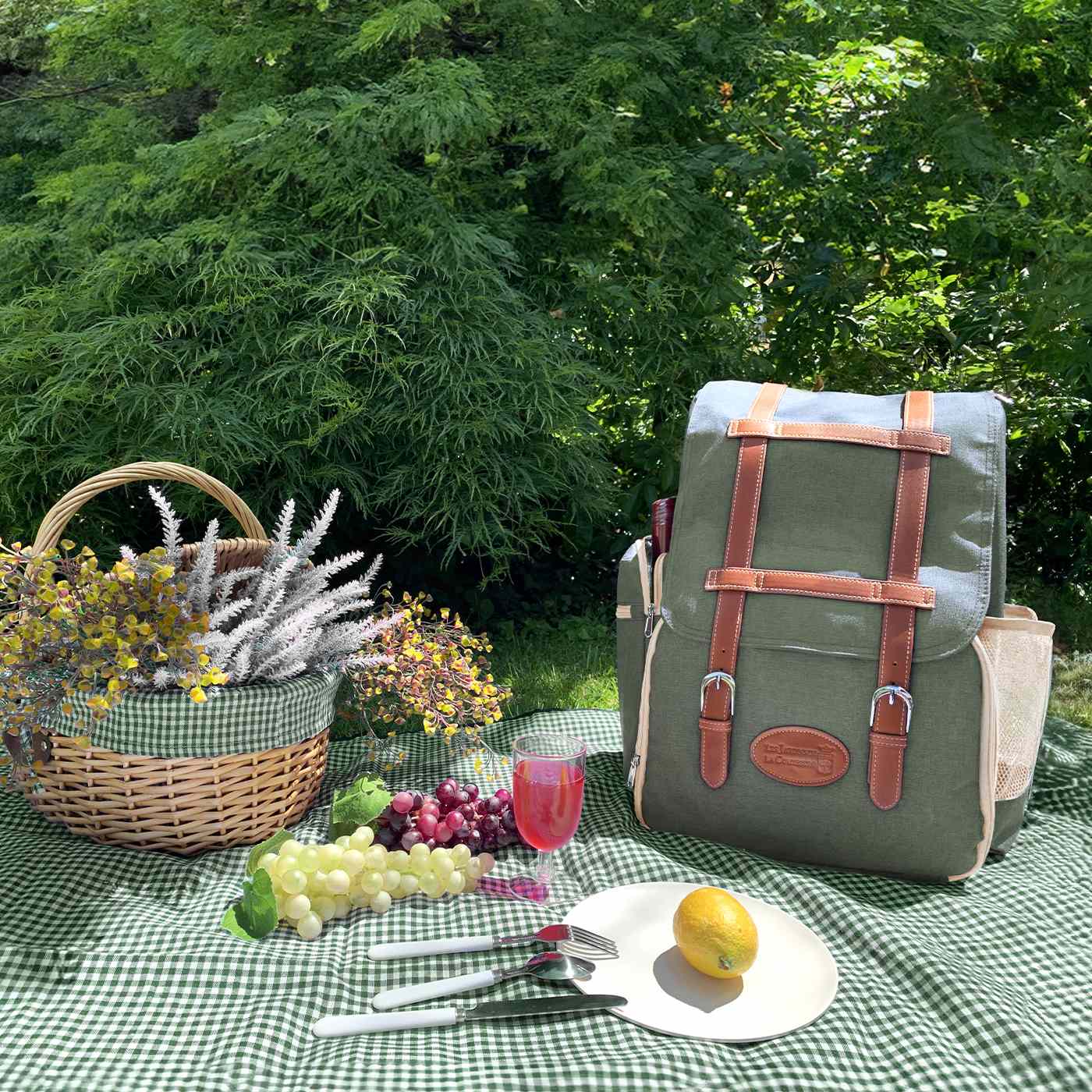 Picnic backpack "Escapade" Green - 4 persons