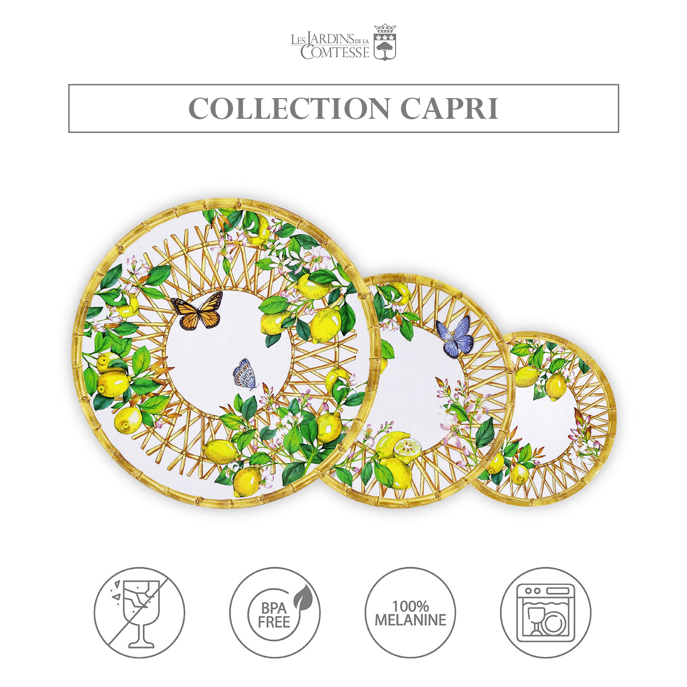 Round melamine serving dish with lemons - Ø 35,5 cm