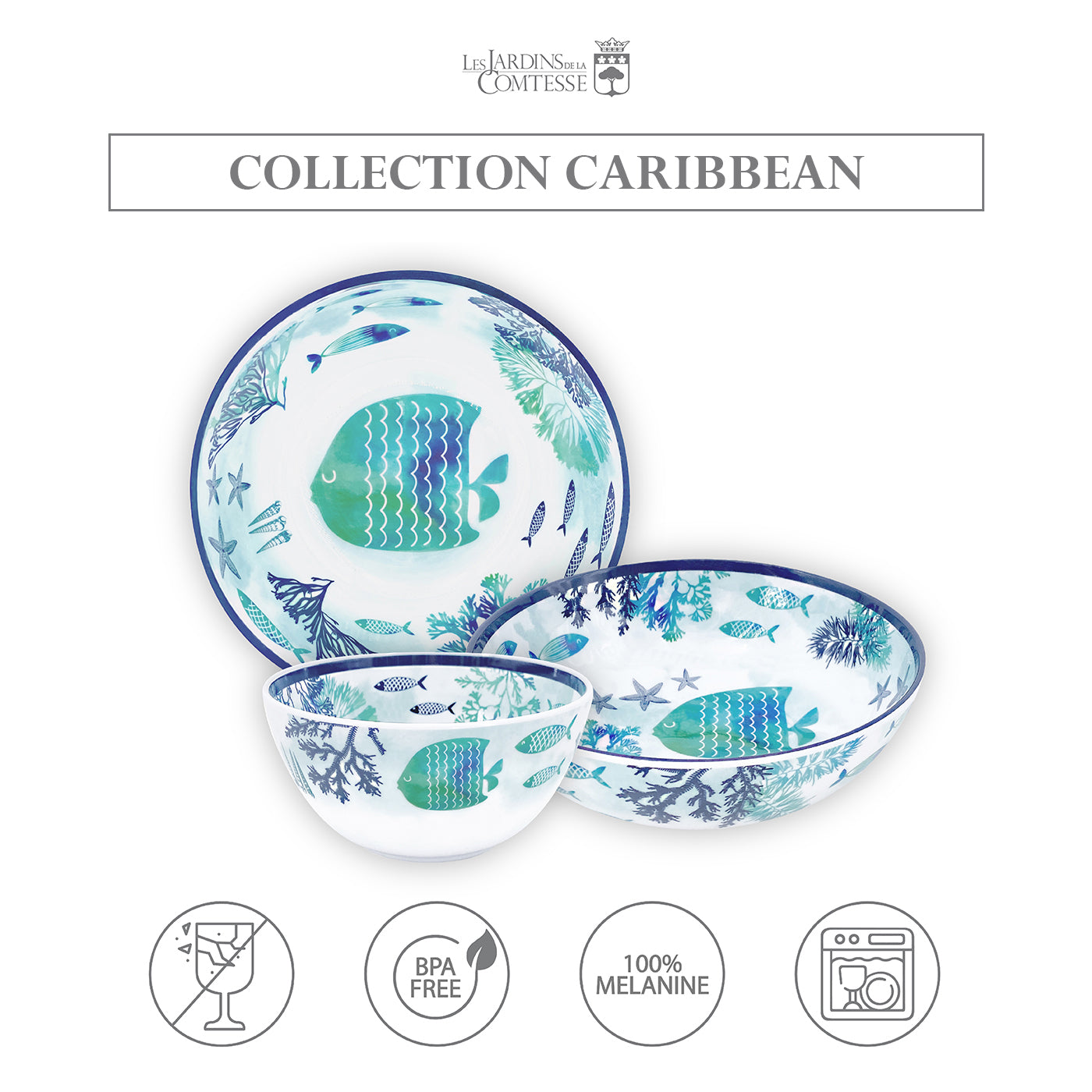 Small bowl in melamine with sea design - Ø 15 cm