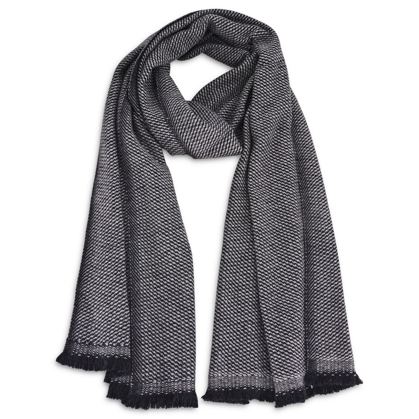 Men's Silver Grey / Anthracite Grey two-tone cashmere and wool scarf