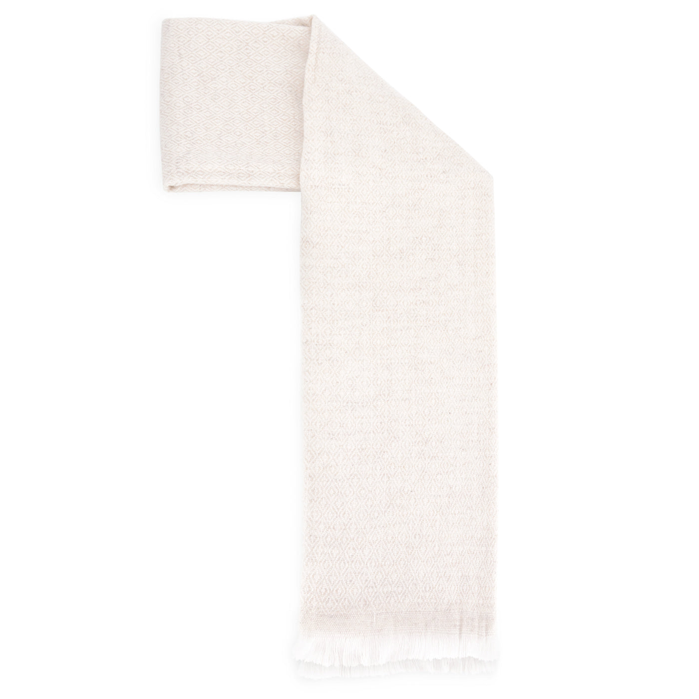 Cashmere and Wool Scarf for Men & Women - Almond Beige - Diamond pattern