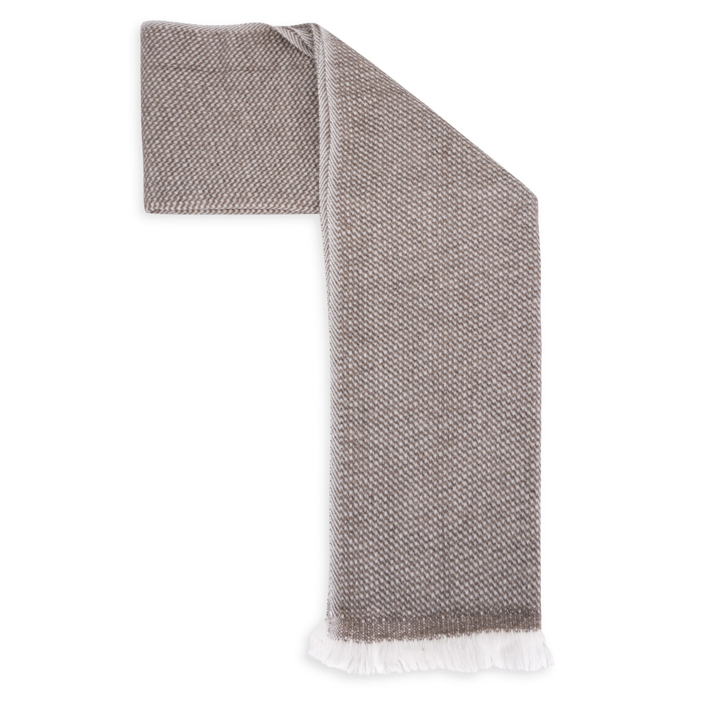 Men's & Women's Cashmere & Wool Scarf 40 x 190 cm - Brown / White