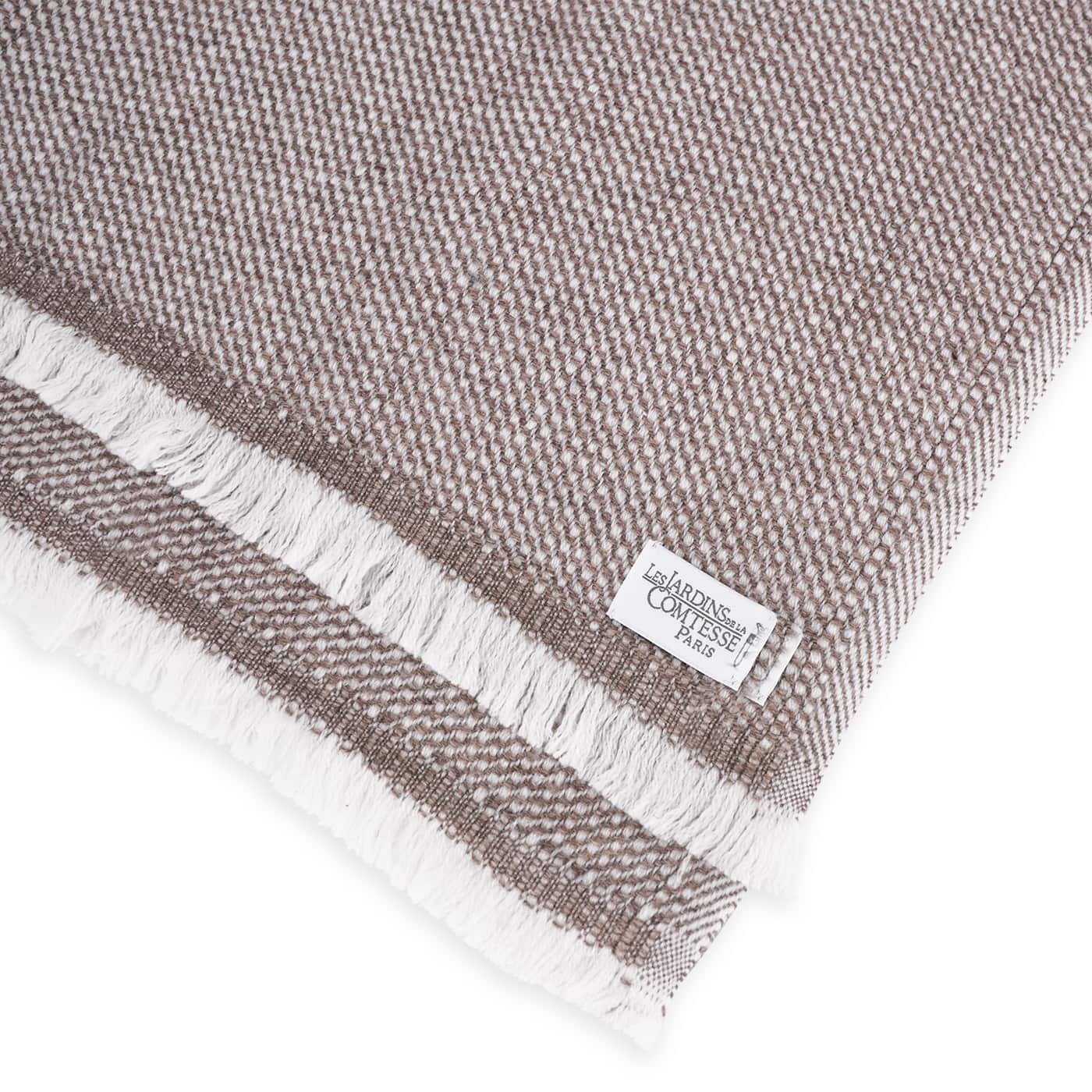 Men's & Women's Cashmere & Wool Scarf 40 x 190 cm - Brown / White