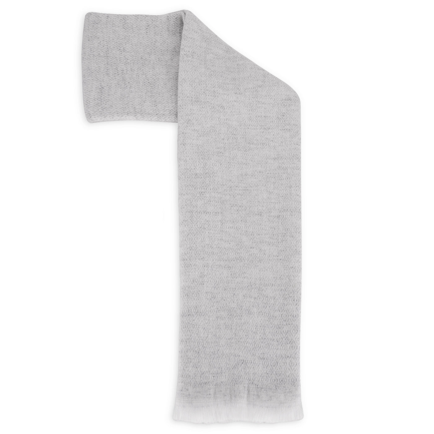 Men's silver grey cashmere and wool scarf - Diamond pattern