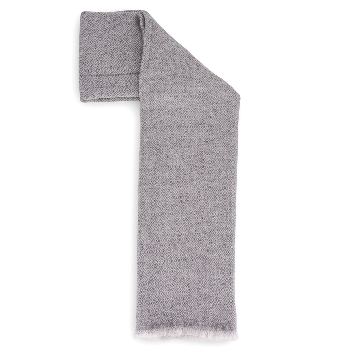 Men's mouse grey cashmere and wool scarf - Diamond pattern