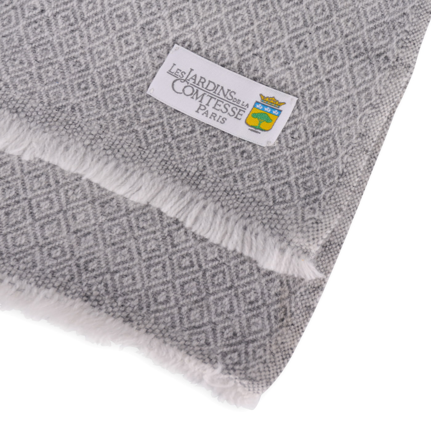 Men's mouse grey cashmere and wool scarf - Diamond pattern