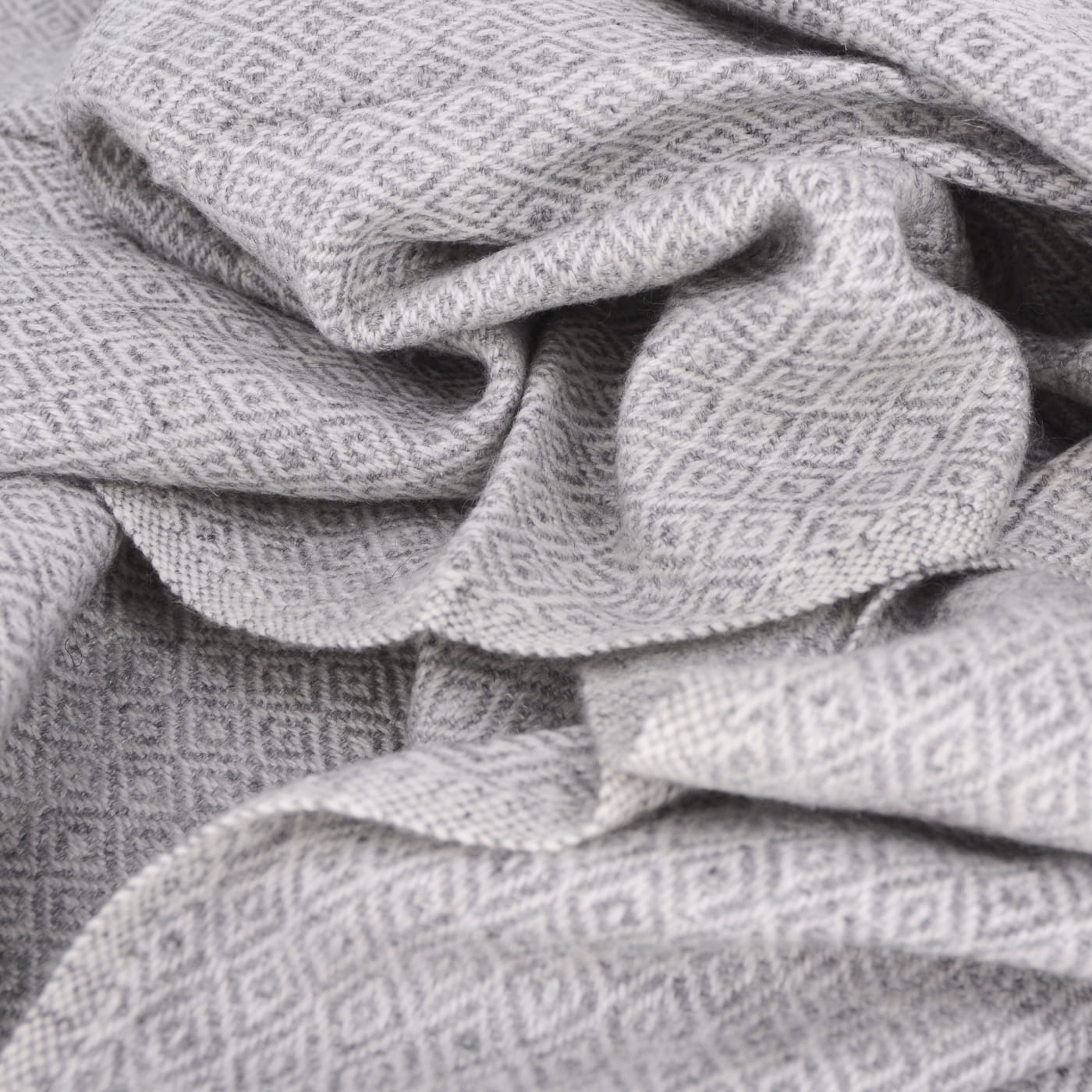 Men's mouse grey cashmere and wool scarf - Diamond pattern