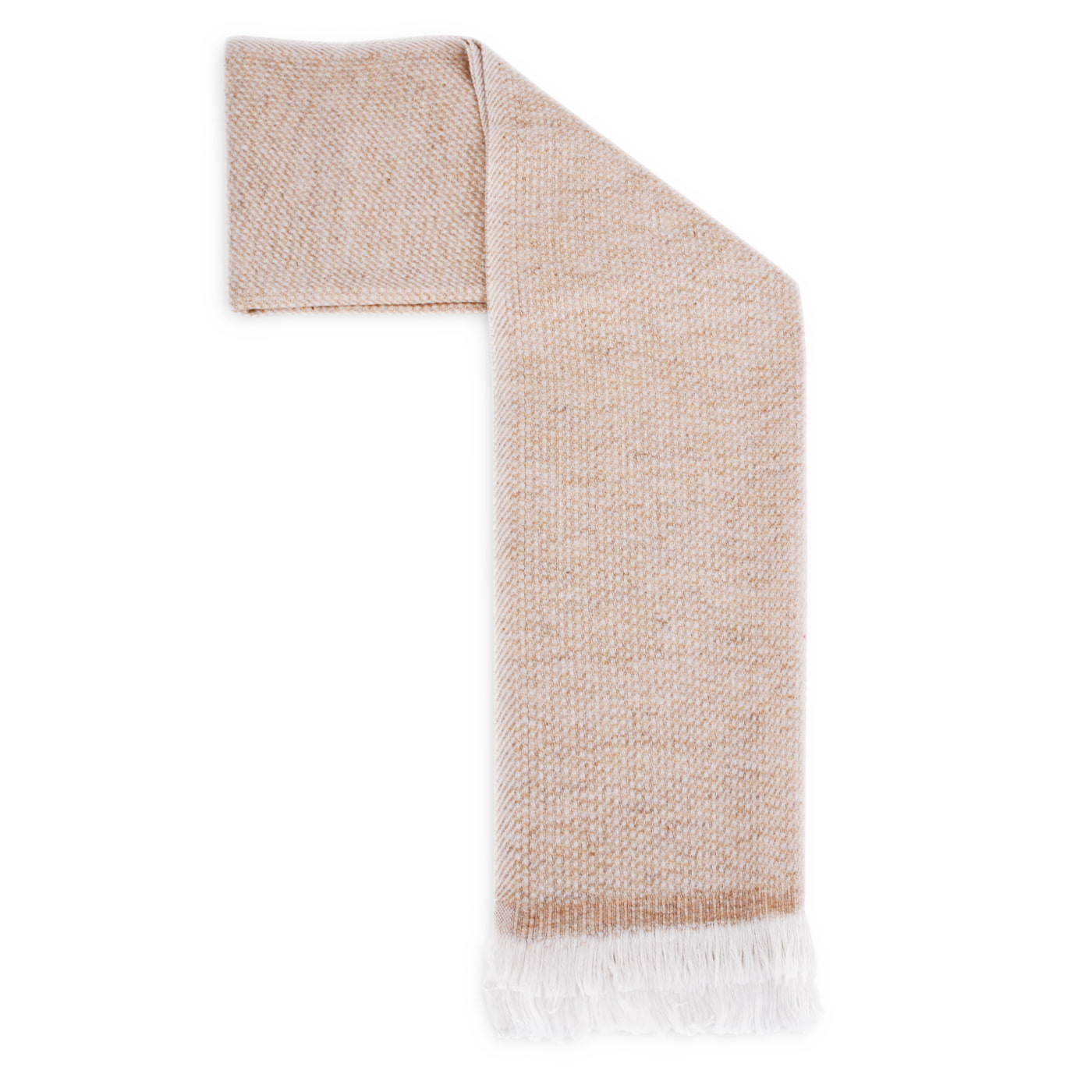 Men's & Women's cashmere and wool scarf 40 x 190 cm - Two-tone Camel / White