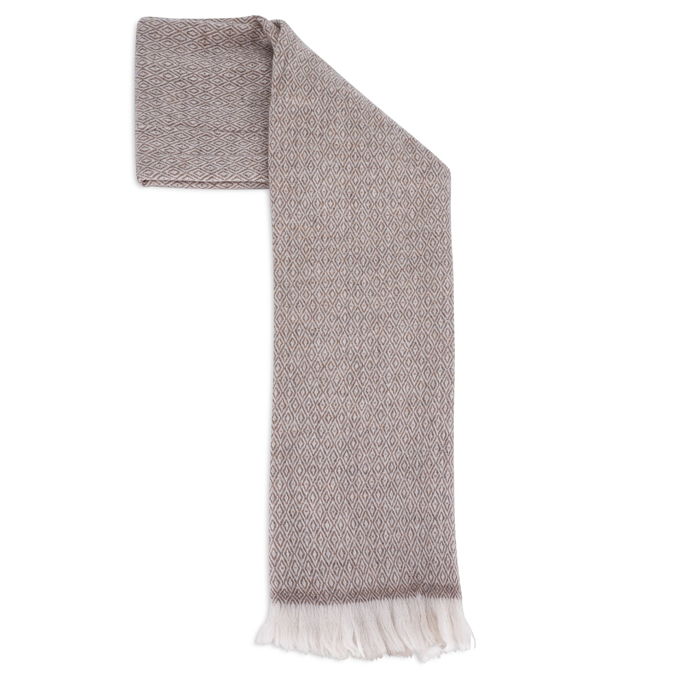 Men's chestnut cashmere and wool scarf - Diamond pattern