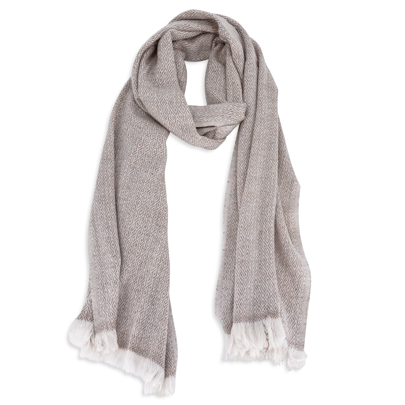 Men's chestnut cashmere and wool scarf - Diamond pattern