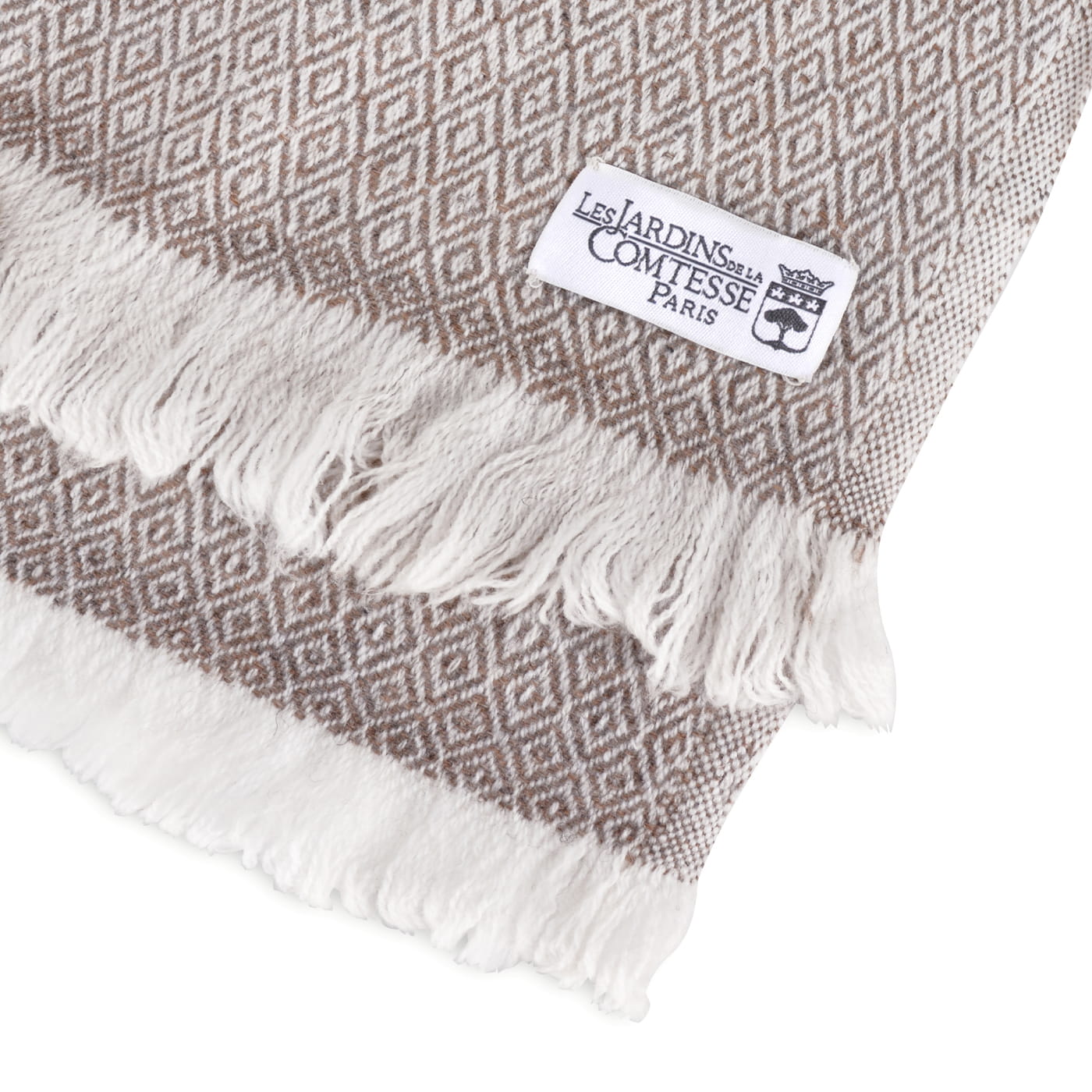 Men's chestnut cashmere and wool scarf - Diamond pattern