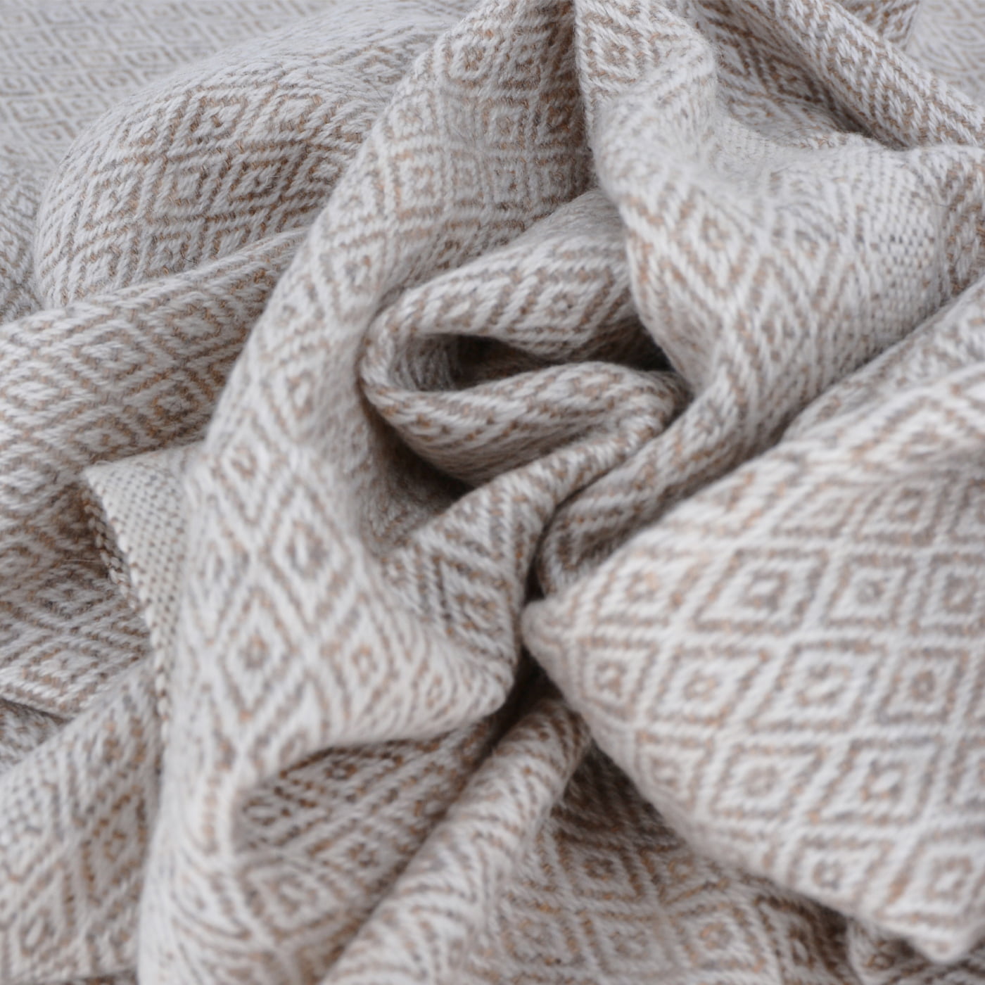 Men's chestnut cashmere and wool scarf - Diamond pattern