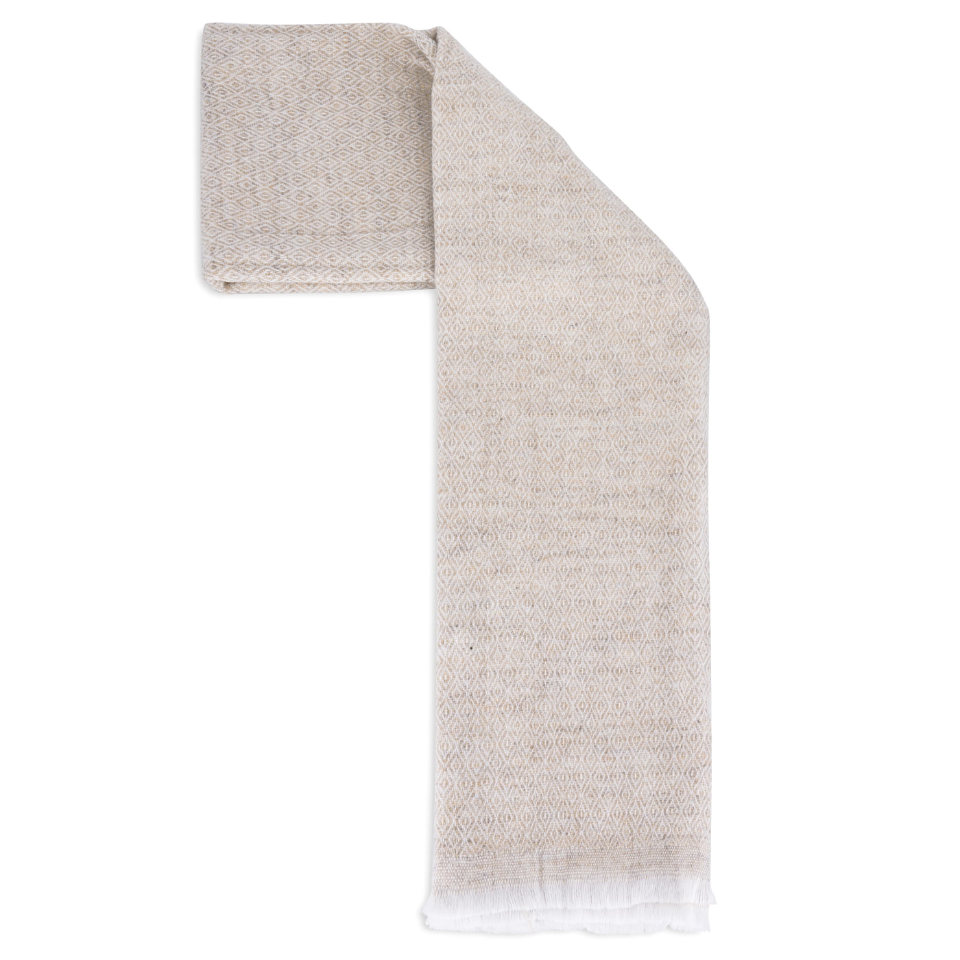 Men's camel cashmere and wool scarf - Diamond pattern