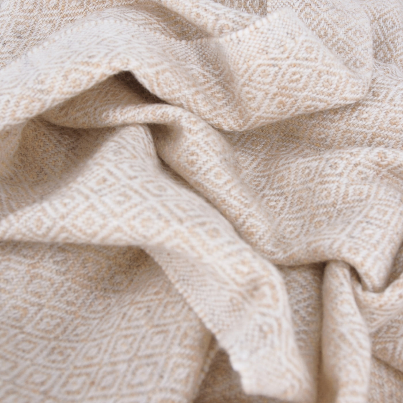 Men's camel cashmere and wool scarf - Diamond pattern