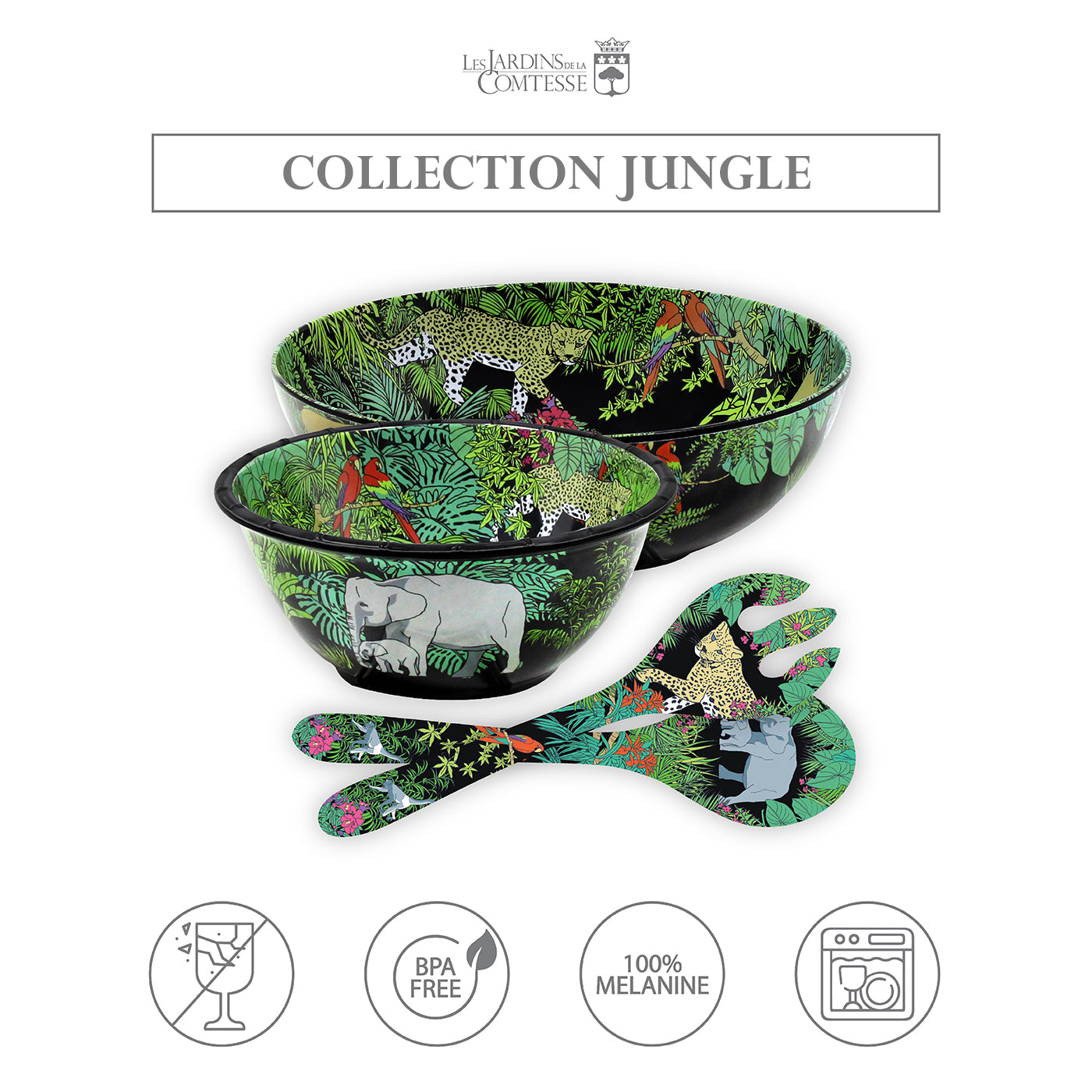 Large salad bowl in black melamine - Ø 31 cm