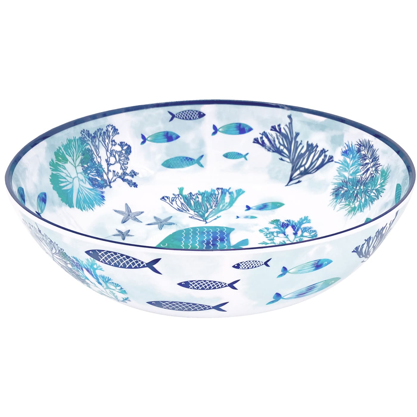 Large salad bowl in melamine with sea design - Ø 31 cm