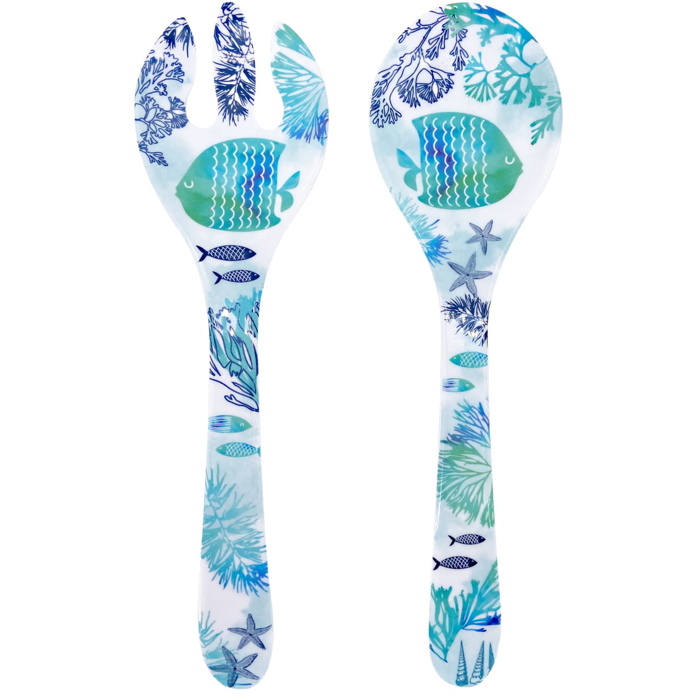 Salad servers in melamine with sea design - 33 cm