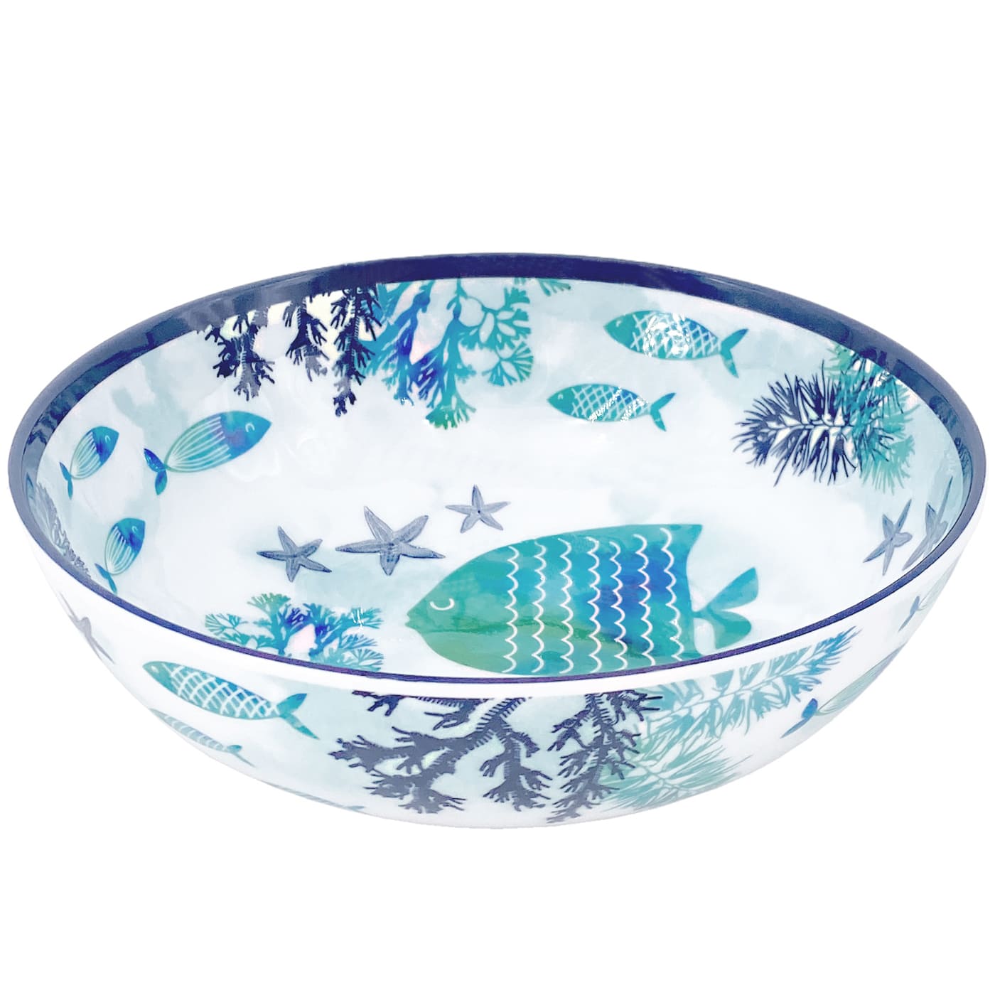 Soup / pasta plate in melamine with sea design - Ø 19 cm