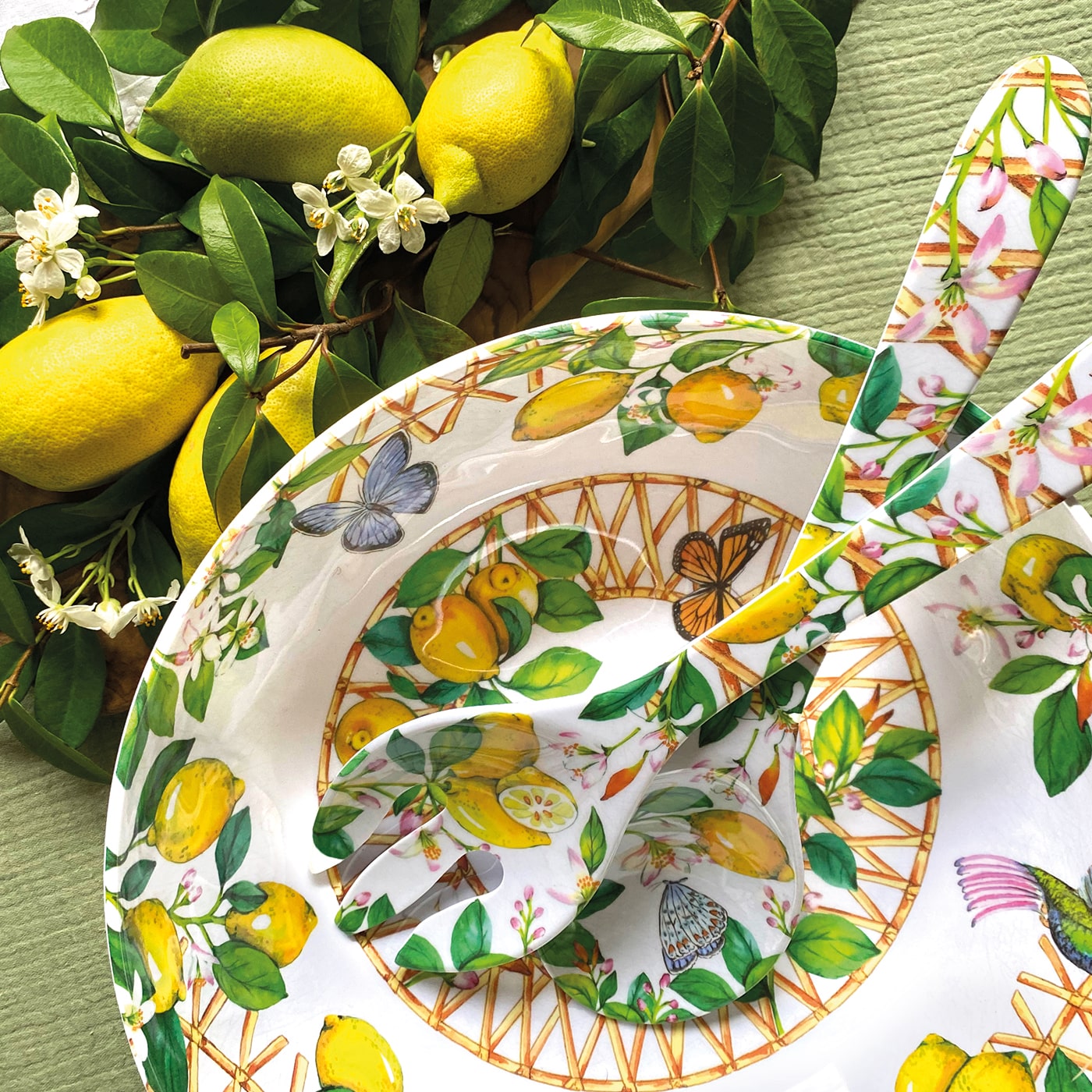 Large salad bowl in melamine with lemons - Ø 31 cm