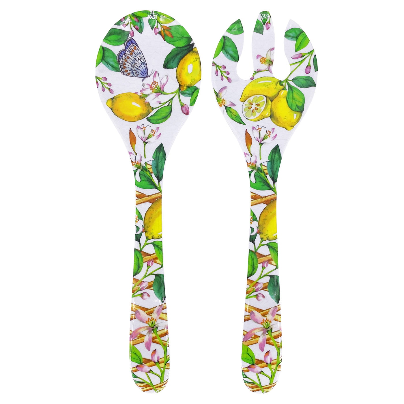 Salad servers in melamine with lemons - 33 cm