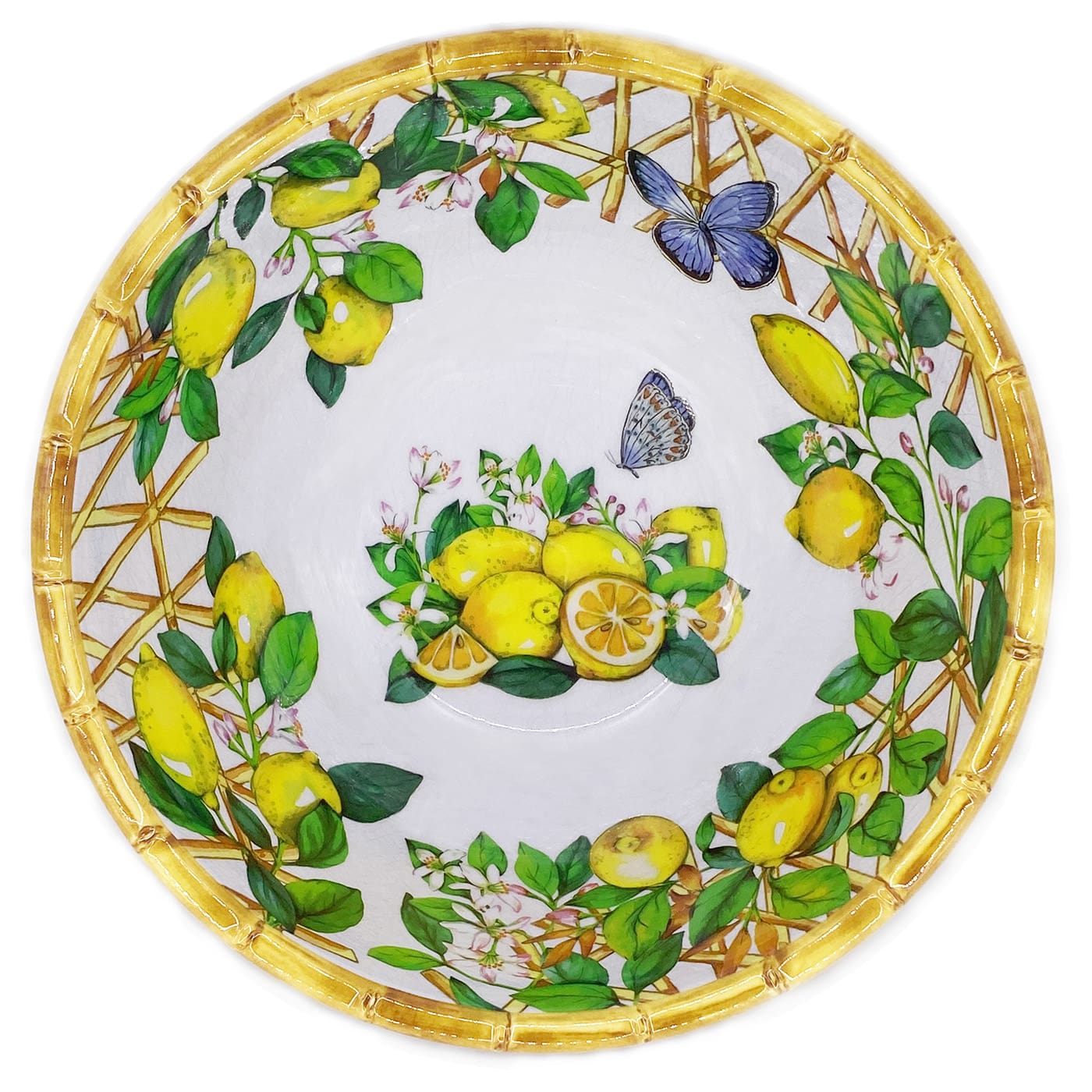 Deep salad bowl in melamine with lemons - Ø 25 cm