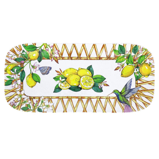 Large rectangular platter in melamine with lemons - 37,5 x 17 cm