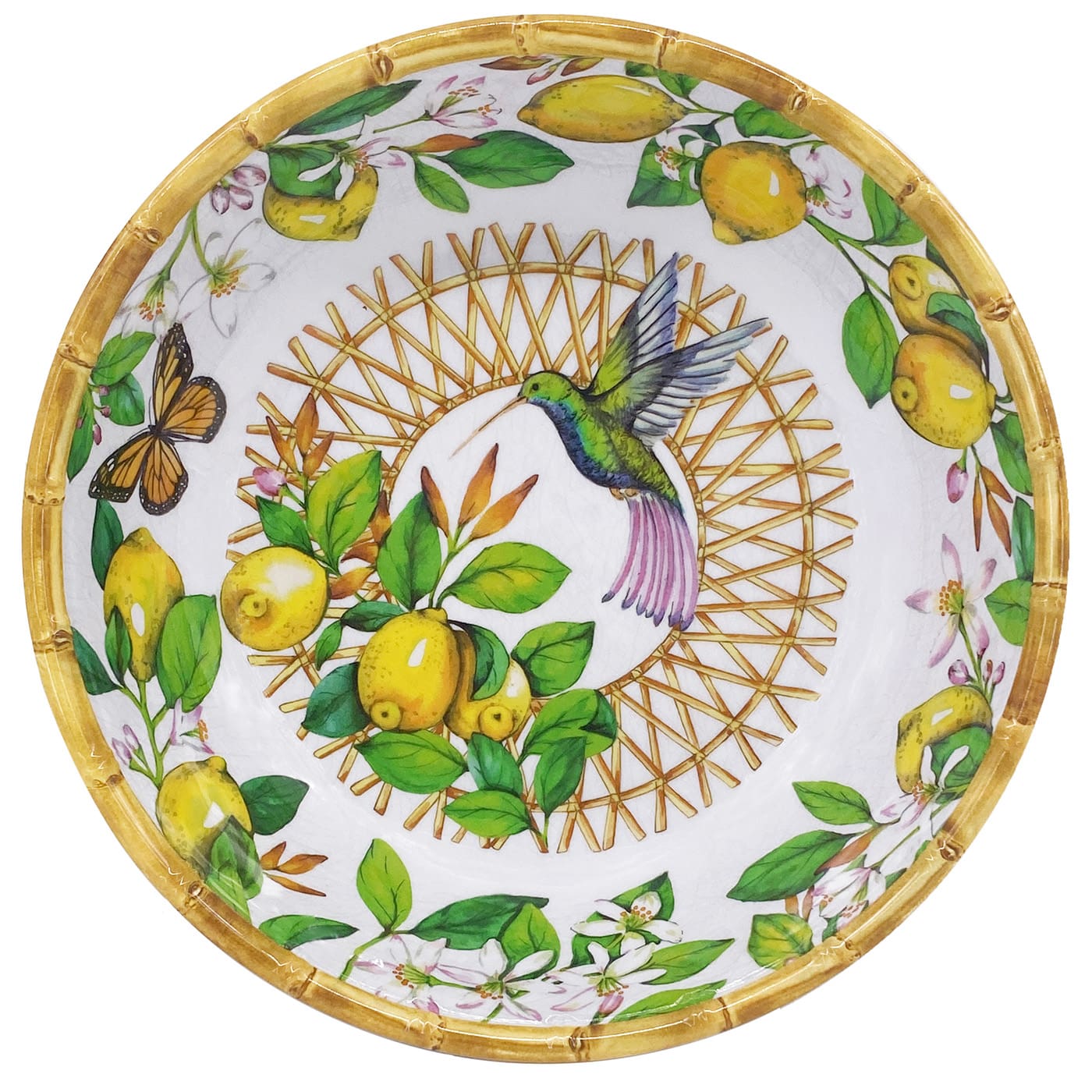 Large soup / pasta plate in melamine with lemons - Ø 23 cm
