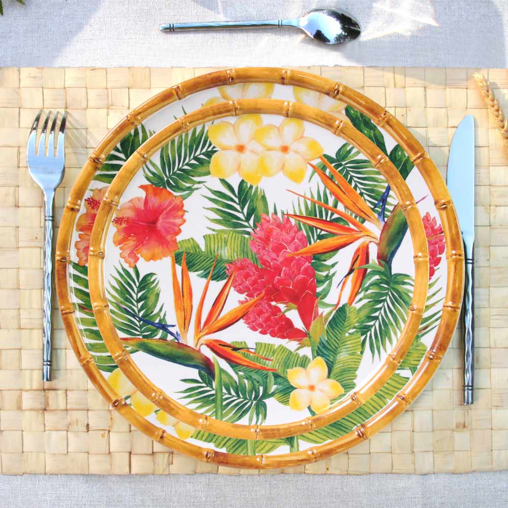 Small melamine dessert plate 23 cm - Exotic Flowers