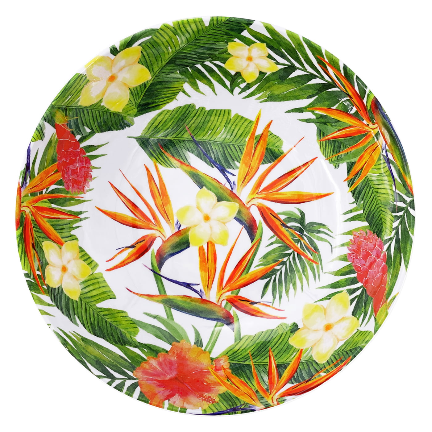 Large salad bowl in melamine with exotic flowers - Ø 31 cm