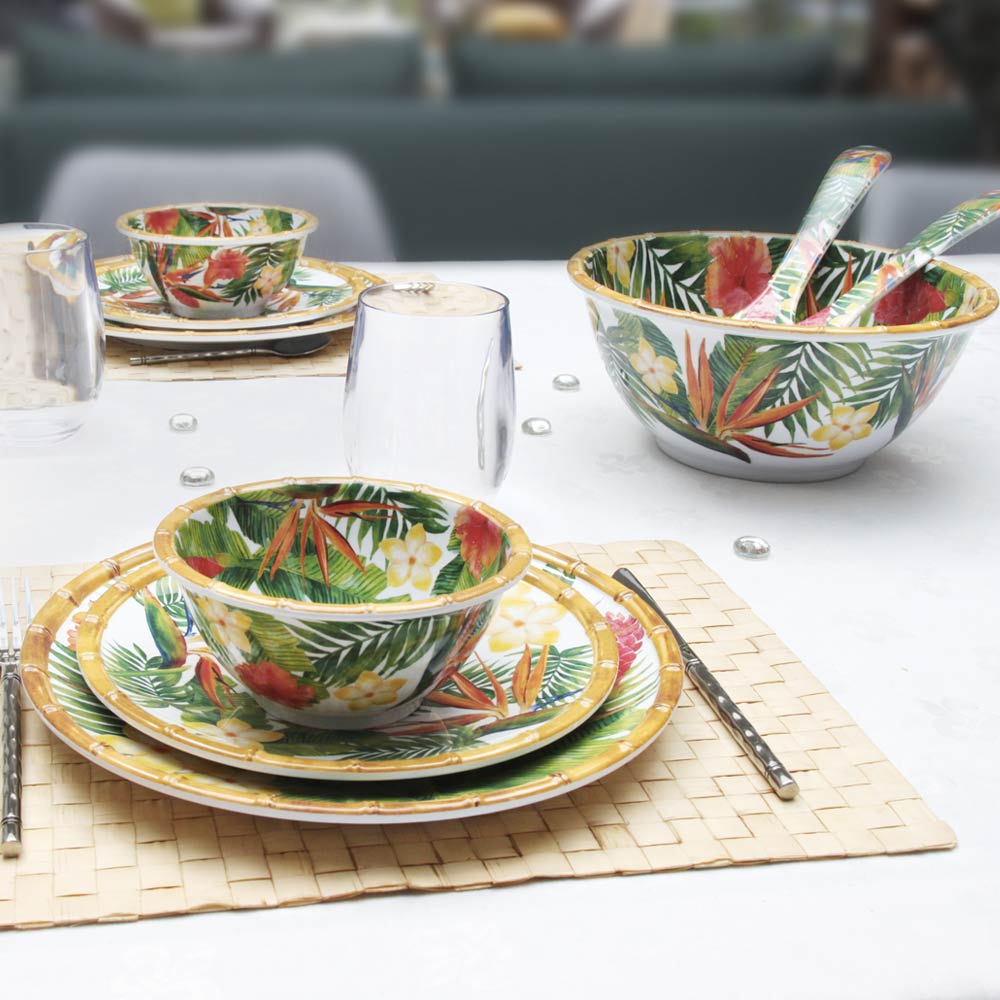 Small bowl in melamine with exotic flowers - Ø 15 cm