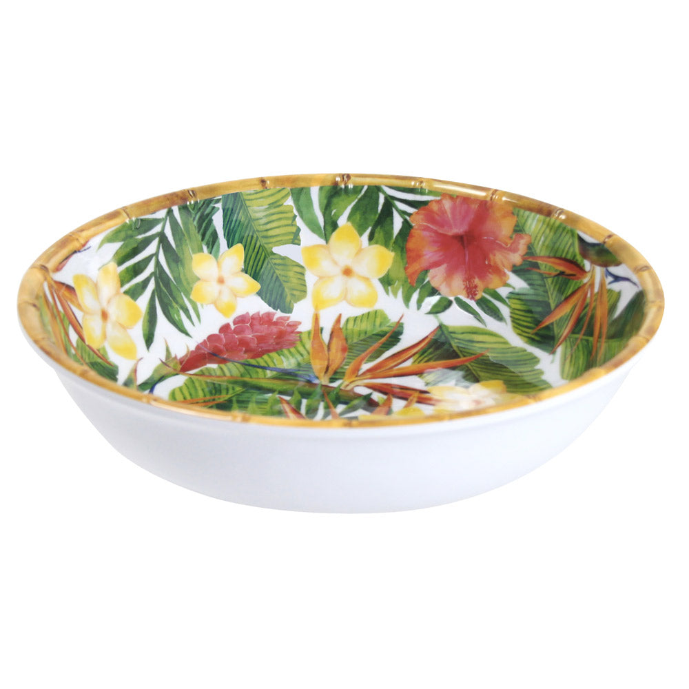 Large soup / pasta plate in melamine with exotic flowers - Ø 23 cm