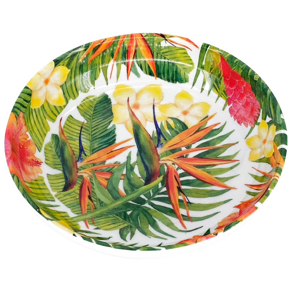 Soup / pasta plate in melamine with exotic flowers - Ø 20 cm