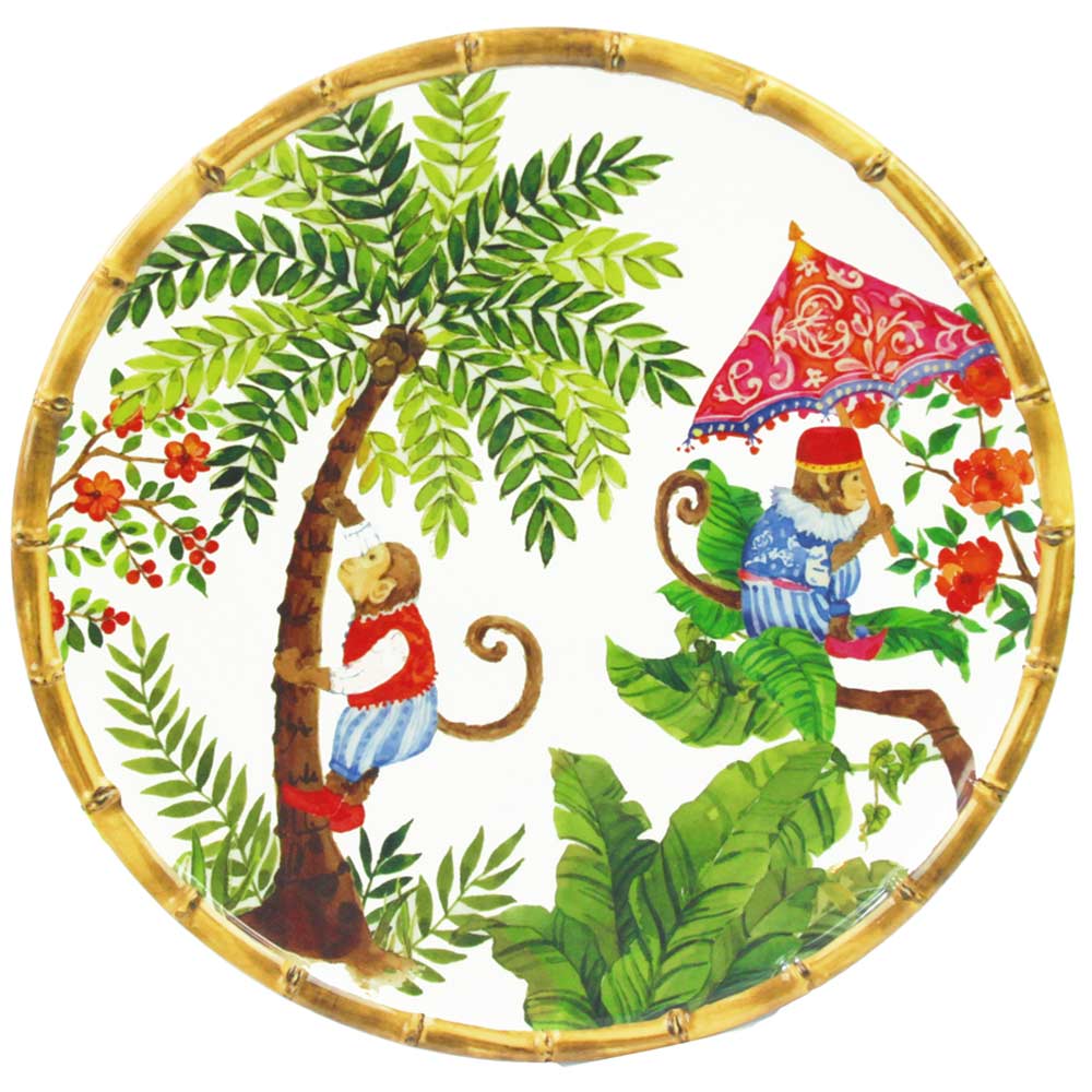 Large dinner plate in melamine with monkeys - Ø 28 cm