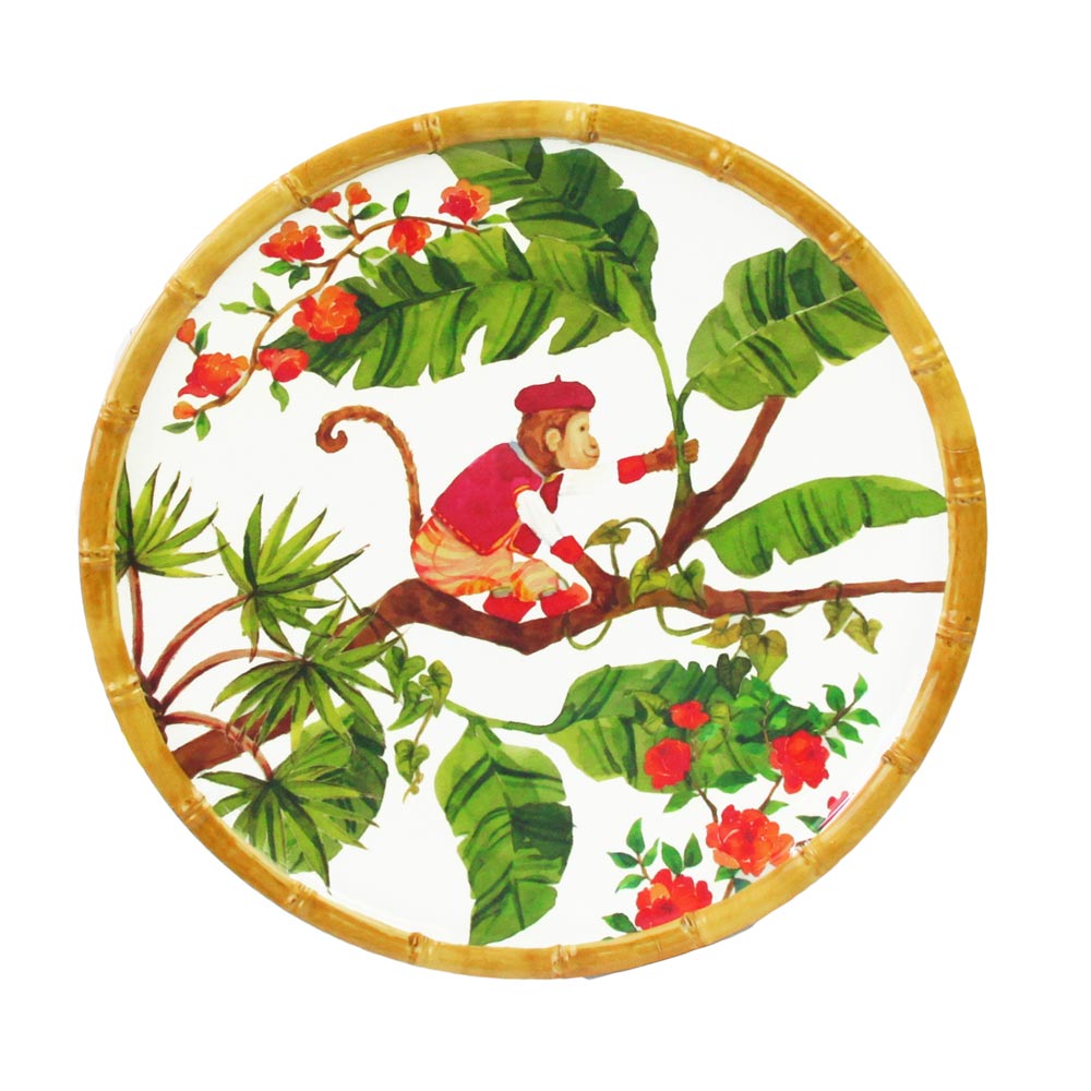 Small Dessert Plate - 100% melamine - 23 cm - Bali's Monkeys