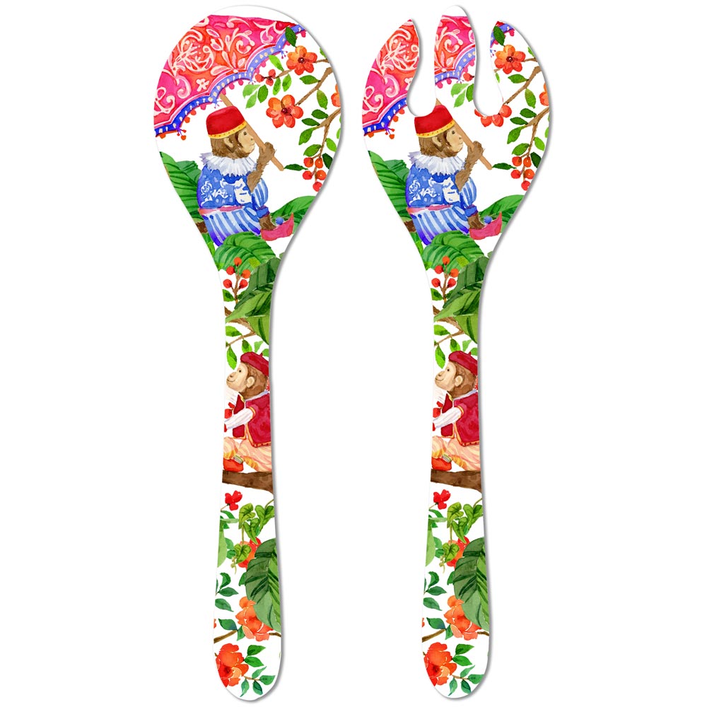 Salad servers in melamine with monkeys - 33 cm