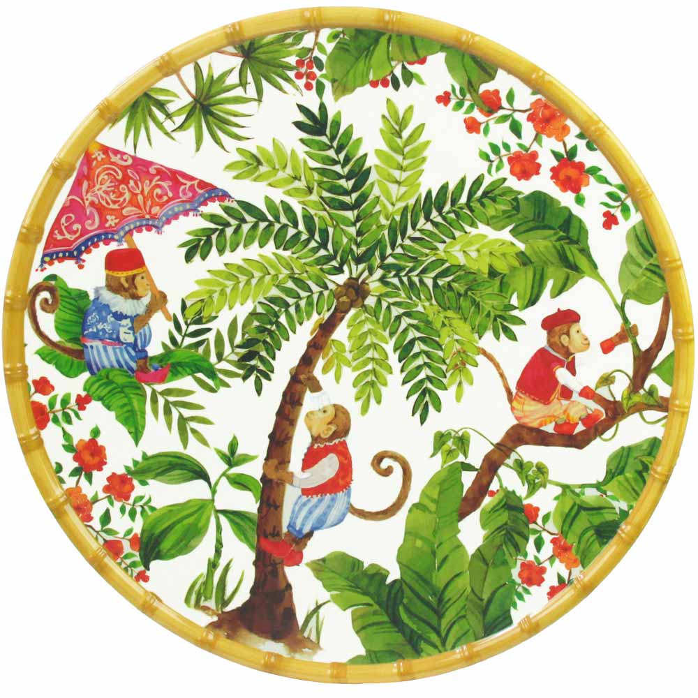 Round melamine serving dish with monkeys - Ø 35,5 cm