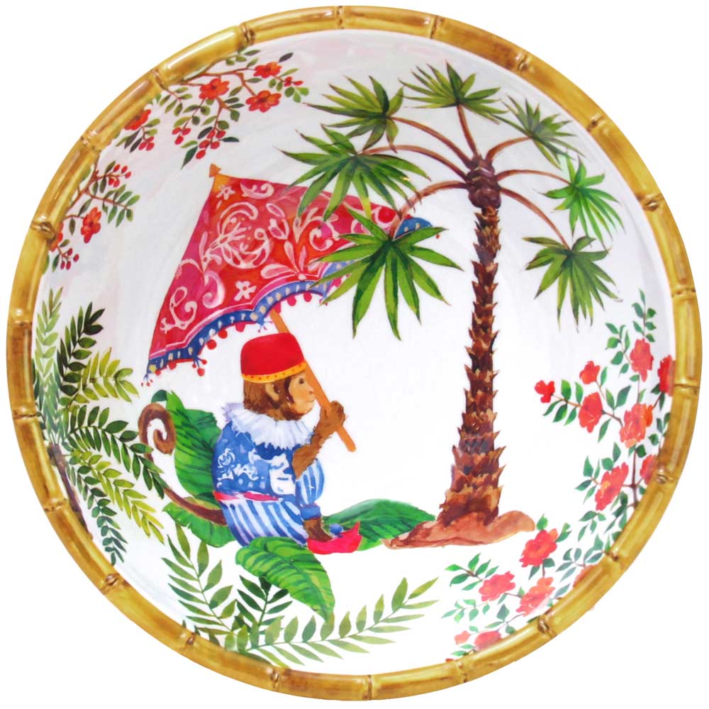 Deep salad bowl in melamine with monkeys - Ø 25 cm
