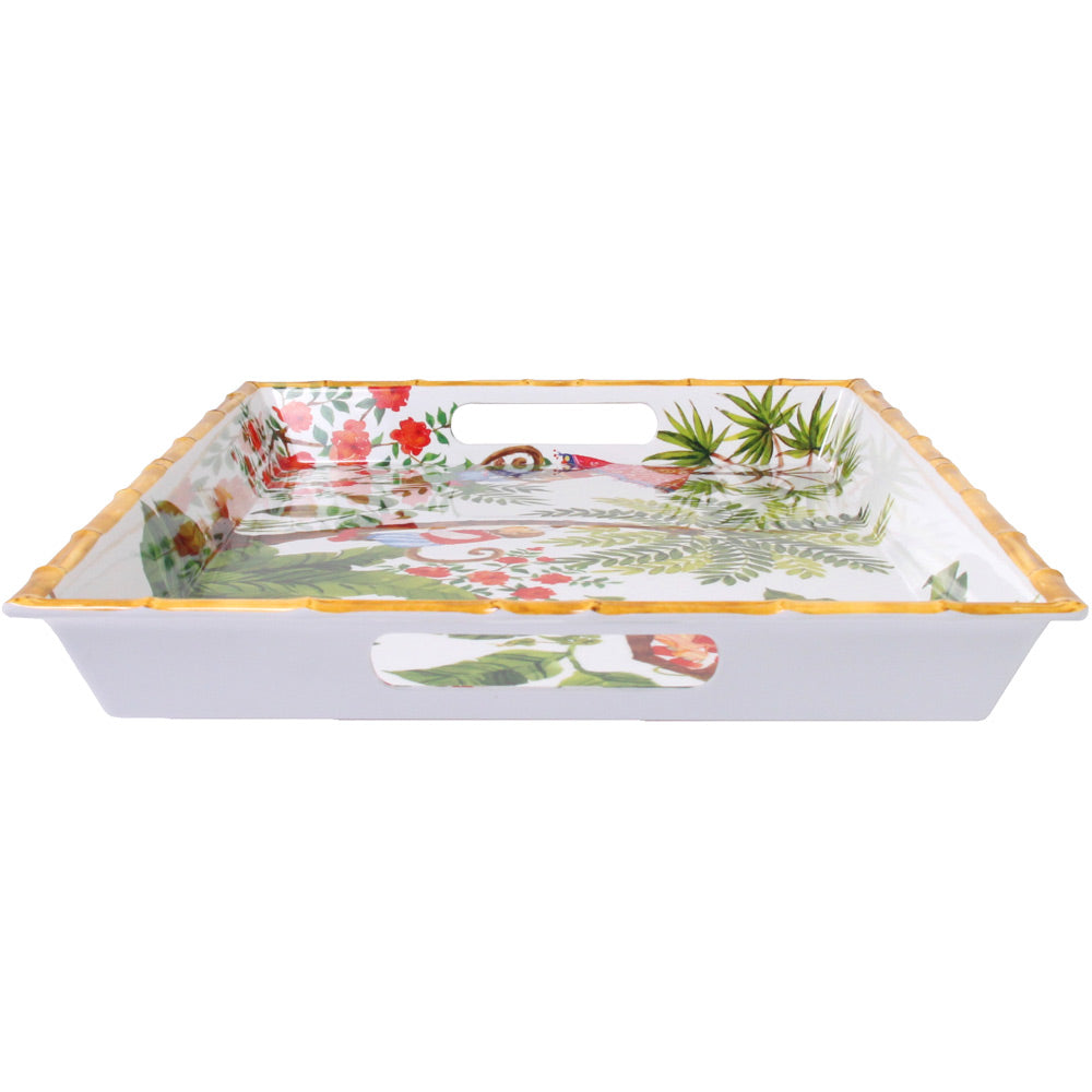 Large melamine tray with handles - monkey design - 50 x 36 x 5 cm