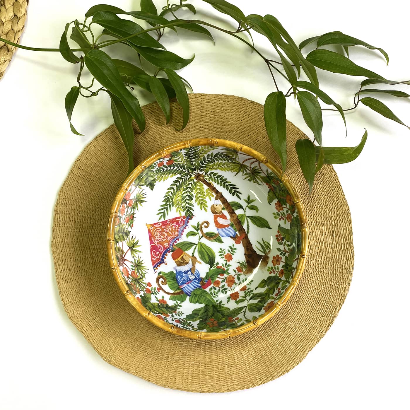 Large soup / pasta plate in melamine with monkeys - Ø 23 cm