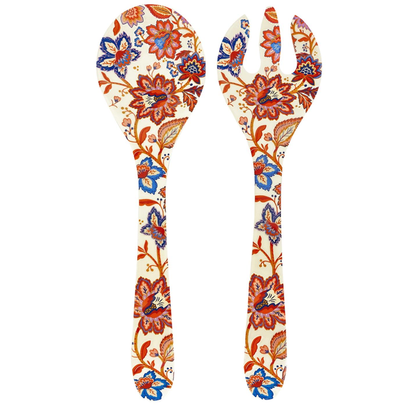 Floral melamine salad servers - 33 cm