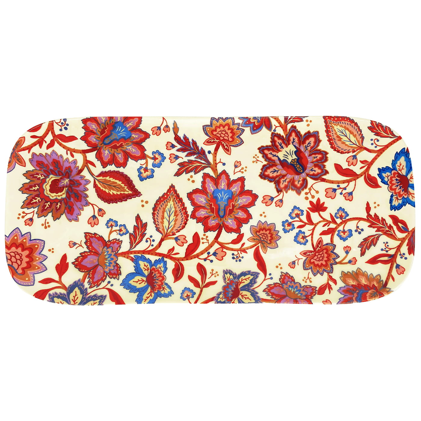 Long rectangular melamine cake dish with flowers - 37.5 cm