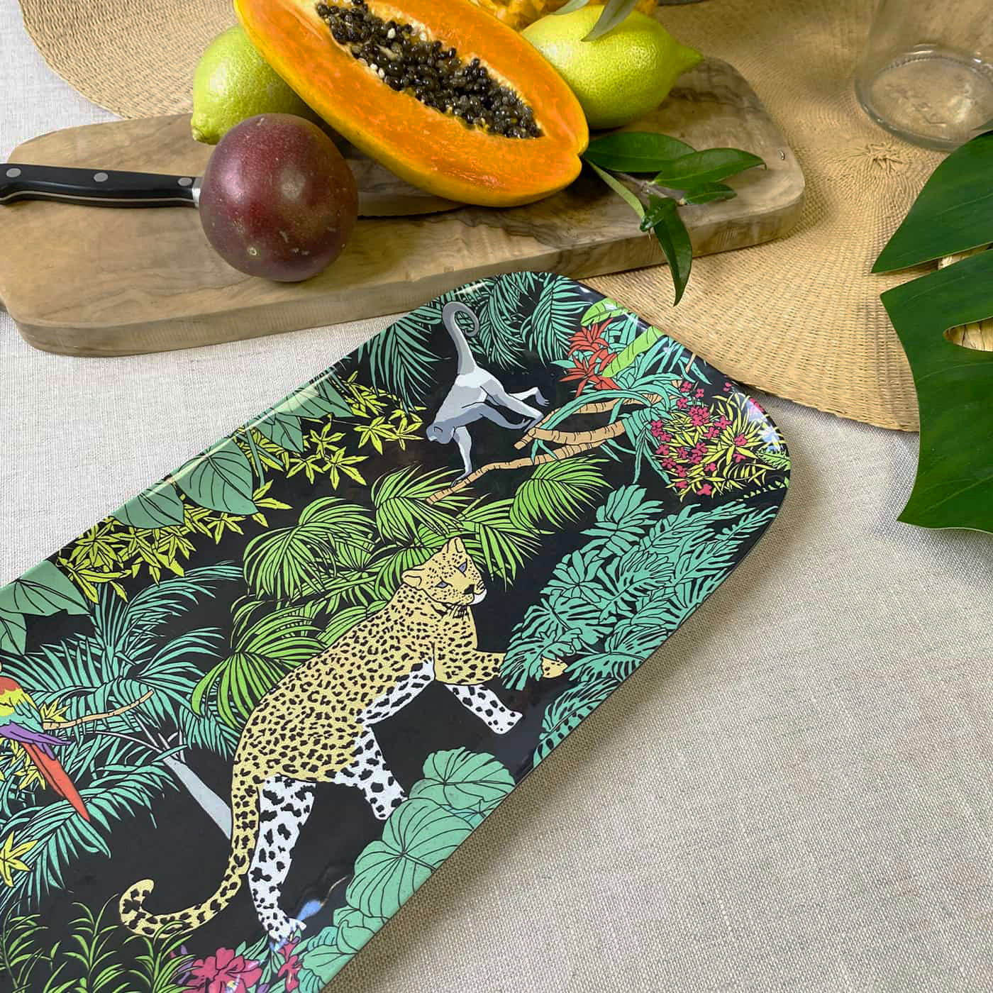 Large rectangular platter in black melamine - 37,5 x 17 cm