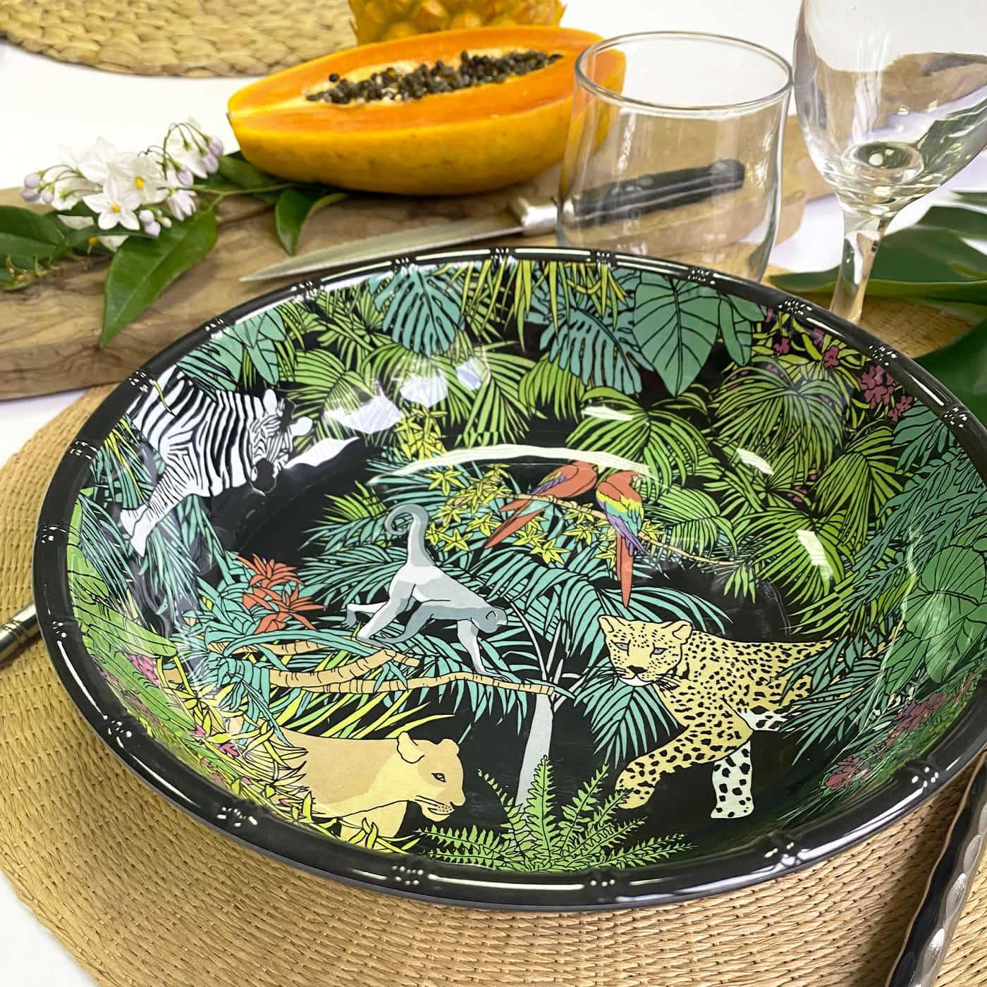 Large soup / pasta plate in black melamine - Ø 23 cm