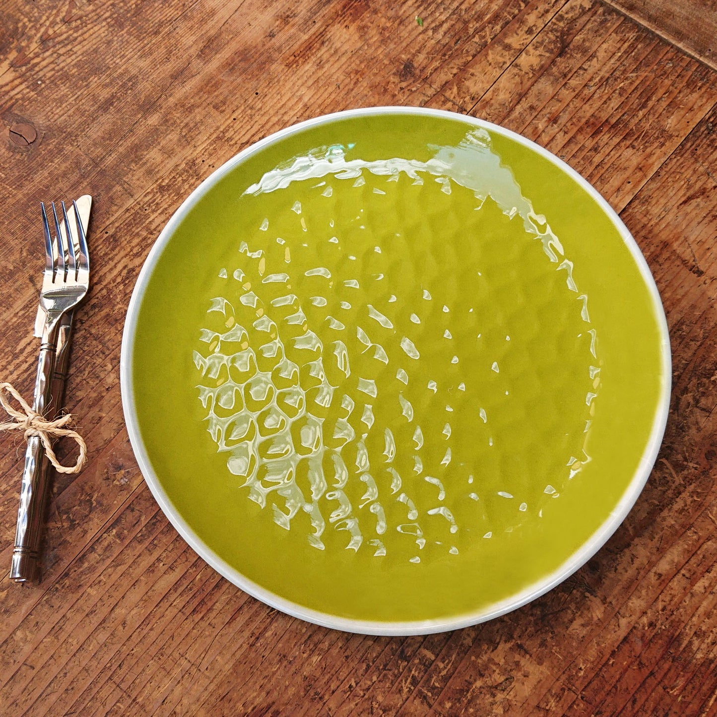 Large melamine dinner plate - Green. 2 pieces
