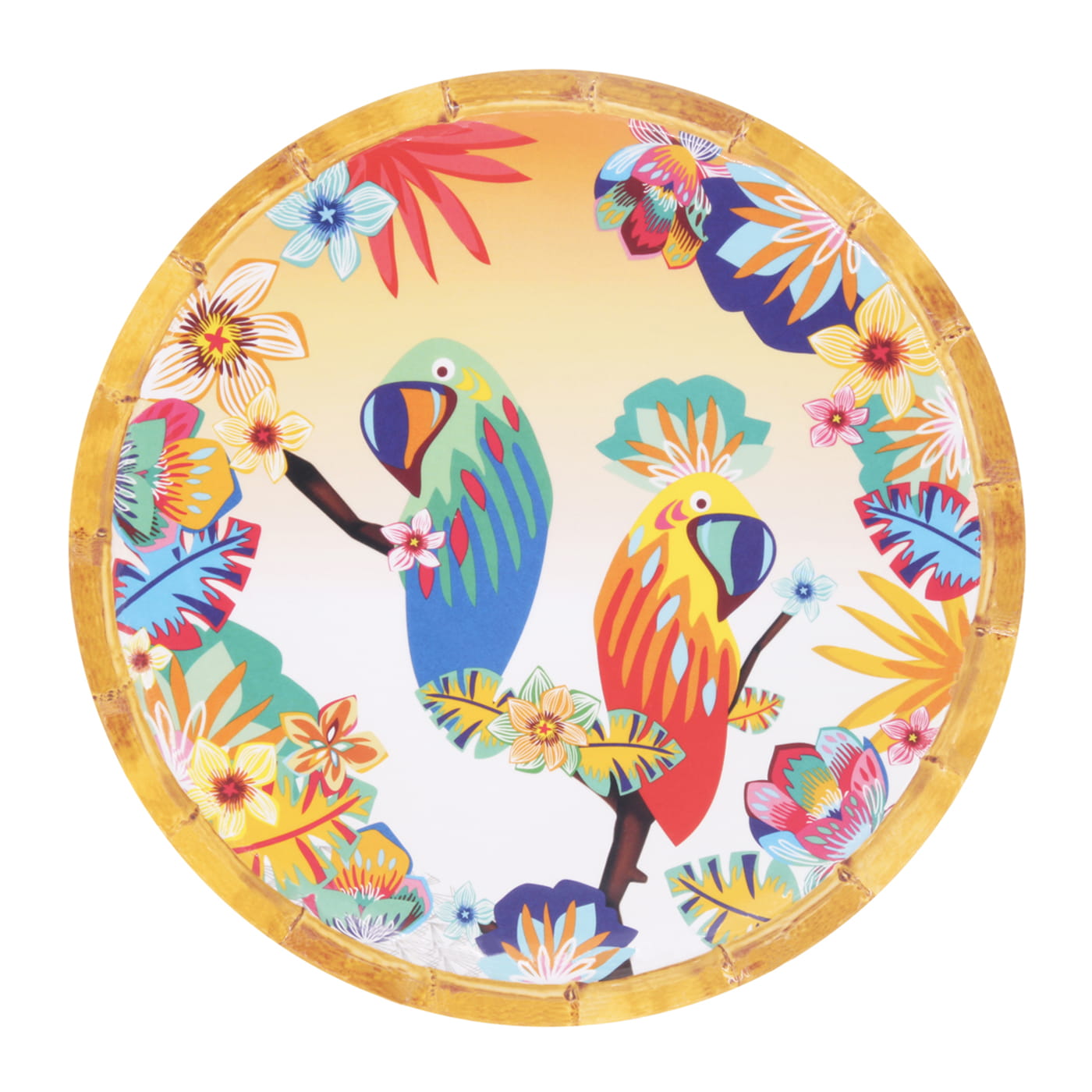 Small dessert plate in melamine - Ø 23 cm - Parrots of Bahia