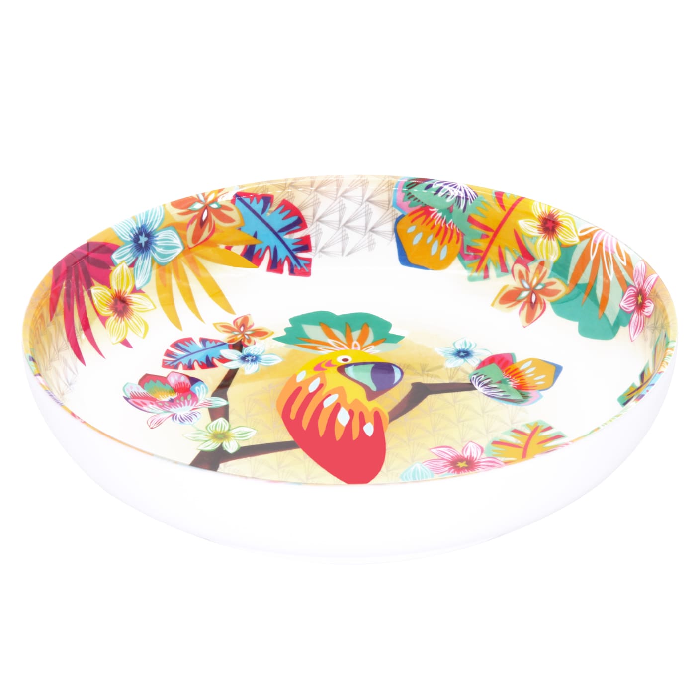 Soup / pasta plate in melamine with parrots - Ø 20 cm
